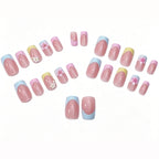 Press-On Nail Set Floral Design No Glue Natural Fit