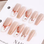 Press-On Nail Set Floral Design No Glue & Reusable