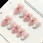 Press-On Nail Set Floral Design Non-Toxic Multiple Sizes