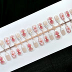 Press-On Nail Set Floral Design Non-Toxic Multiple Sizes