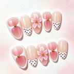 Press-On Nail Set Floral Design Non-Toxic Multiple Sizes