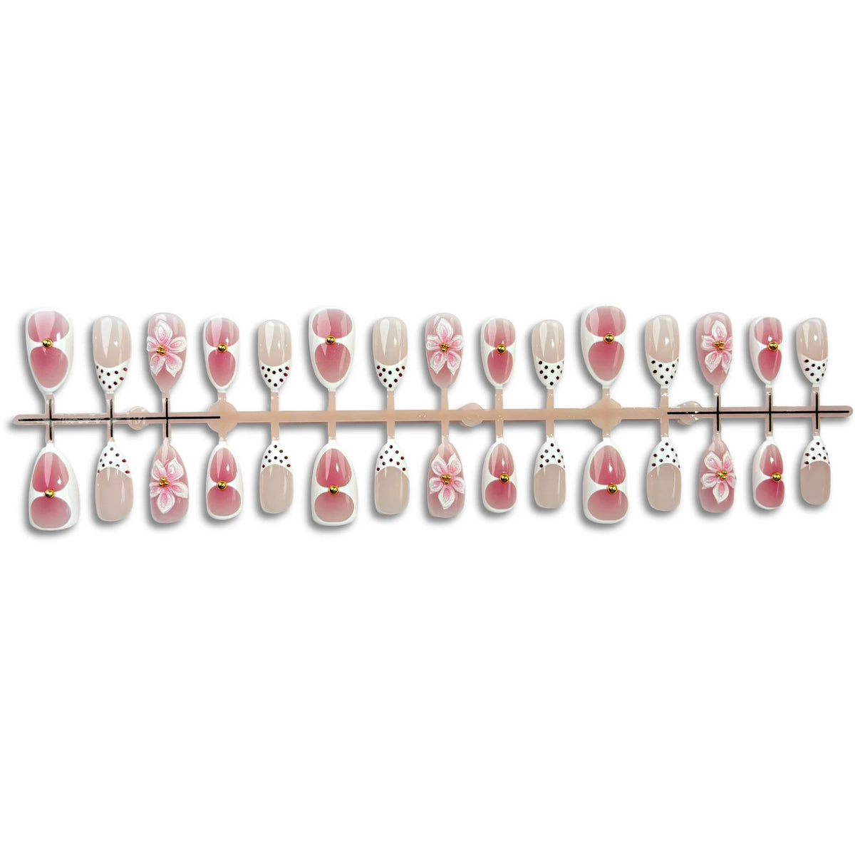 Press-On Nail Set Floral Design Non-Toxic Multiple Sizes