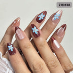 Press-On Nail Set Floral Design Non-Toxic Reusable