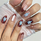 Press-On Nail Set Floral Design Non-Toxic Reusable