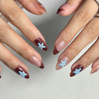 Press-On Nail Set Floral Design Non-Toxic Reusable