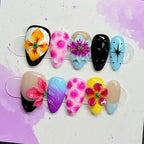 Press-On Nail Set Floral Design Peel-And-Press