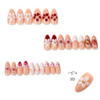 Press-On Nail Set Floral Design Peel And Stick Multiple Sizes