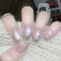 Press-On Nail Set Floral Design Peel-And-Stick Reusable