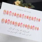 Press-On Nail Set Floral Design Peel-And-Stick & Reusable