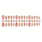 Press-On Nail Set Floral Design Peel-And-Stick Reusable