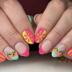 Press-On Nail Set Floral Design Peel-And-Stick & Reusable