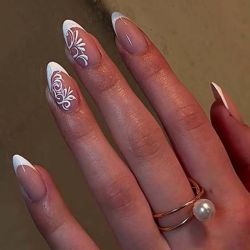 Press-On Nail Set Floral Design Peel-And-Stick Salon-Quality