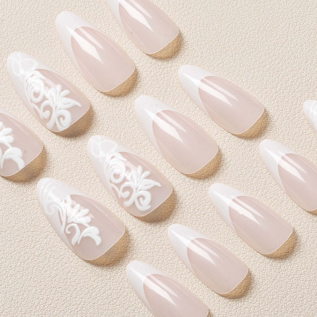 Press-On Nail Set Floral Design Peel-And-Stick Salon-Quality