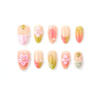 Press-On Nail Set Floral Design Peel & Press