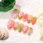 Press-On Nail Set Floral Design Peel & Press