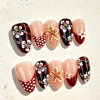 Press-On Nail Set Floral Design Peel & Press