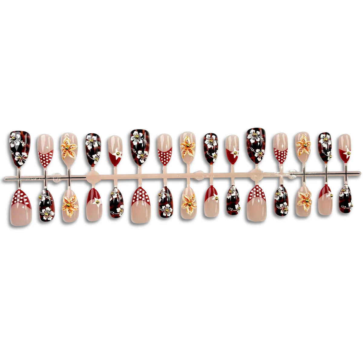 Press-On Nail Set Floral Design Peel & Press