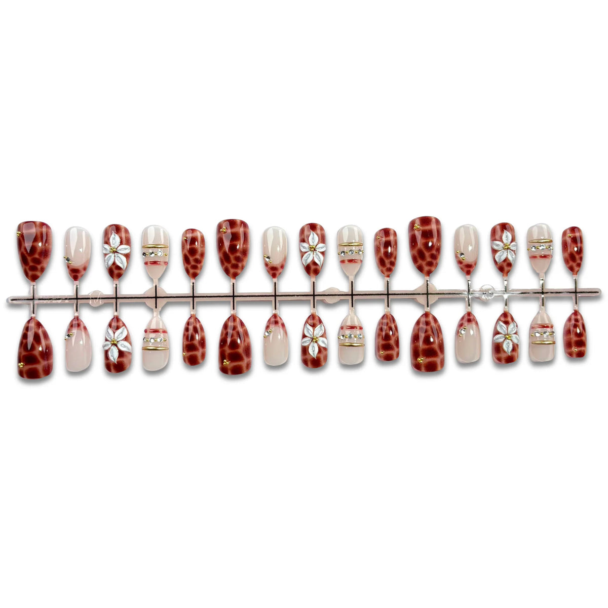Press-On Nail Set Floral Design Peel & Press Long-Lasting