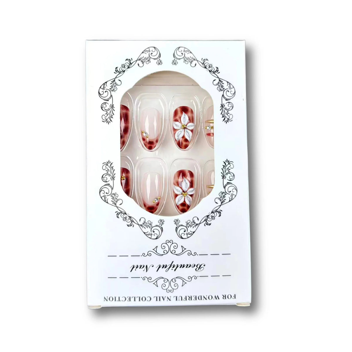 Press-On Nail Set Floral Design Peel & Press Long-Lasting