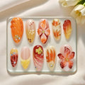 Press-On Nail Set Floral Design Peel & Press Reusable