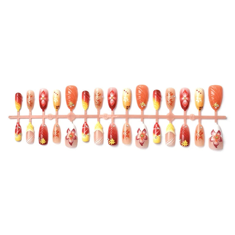 Press-On Nail Set Floral Design Peel & Press Reusable
