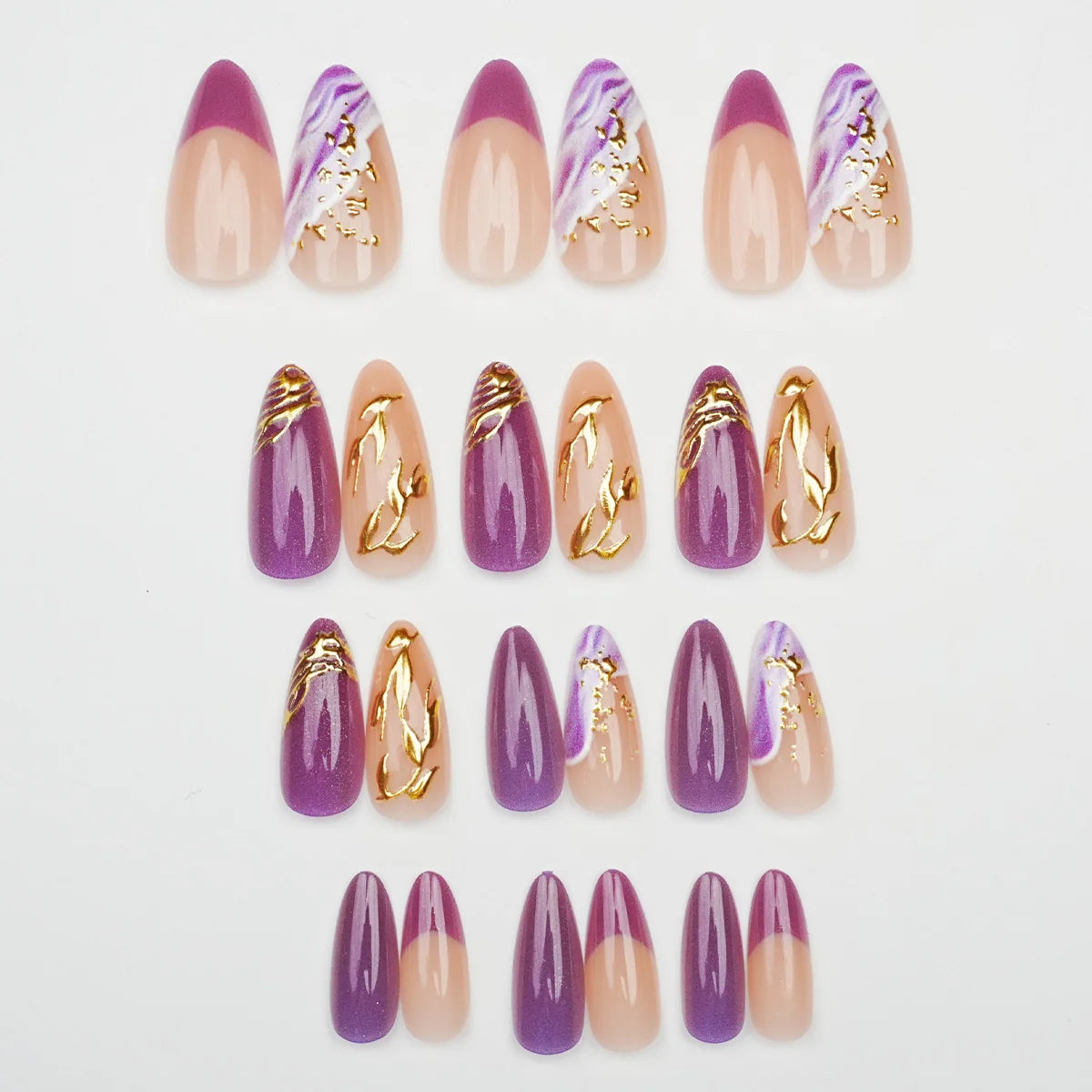 Press-On Nail Set Floral Design Peel & Stick 24 Pieces