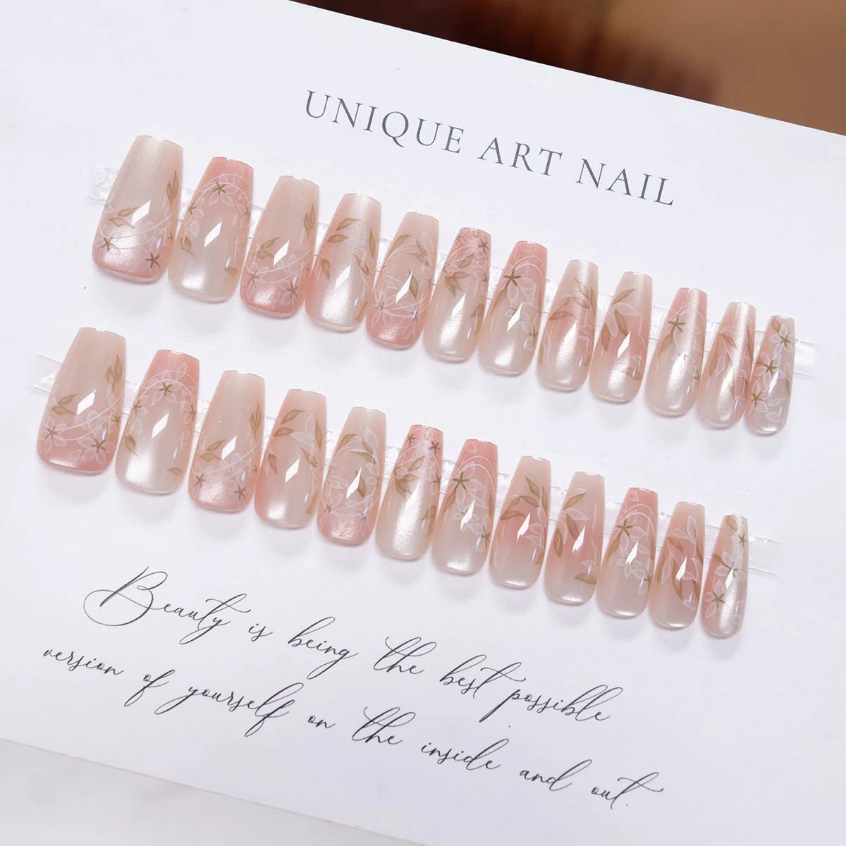 Press-On Nail Set Floral Design Peel & Stick