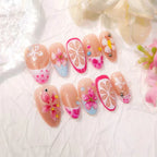Press-On Nail Set Floral Design Peel & Stick