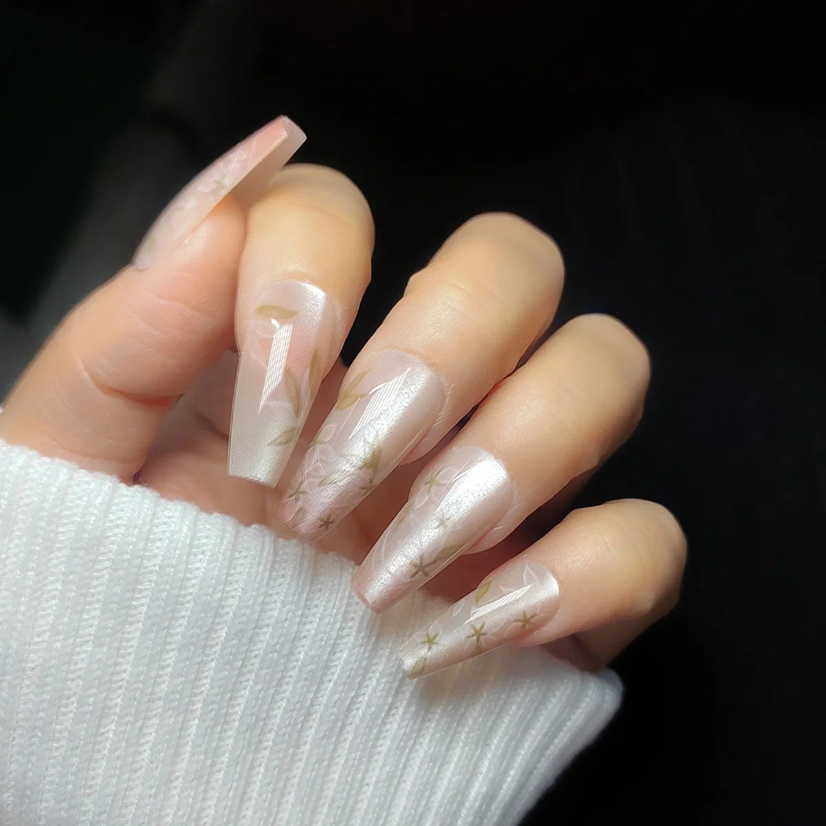 Press-On Nail Set Floral Design Peel & Stick