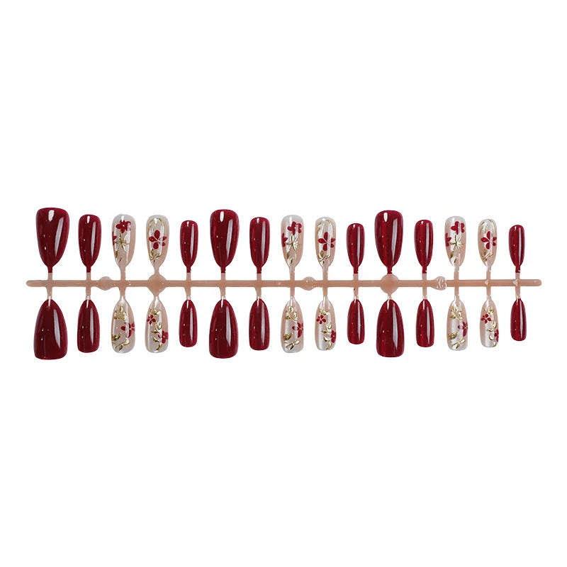 Press-On Nail Set Floral Design Peel & Stick Long-Lasting