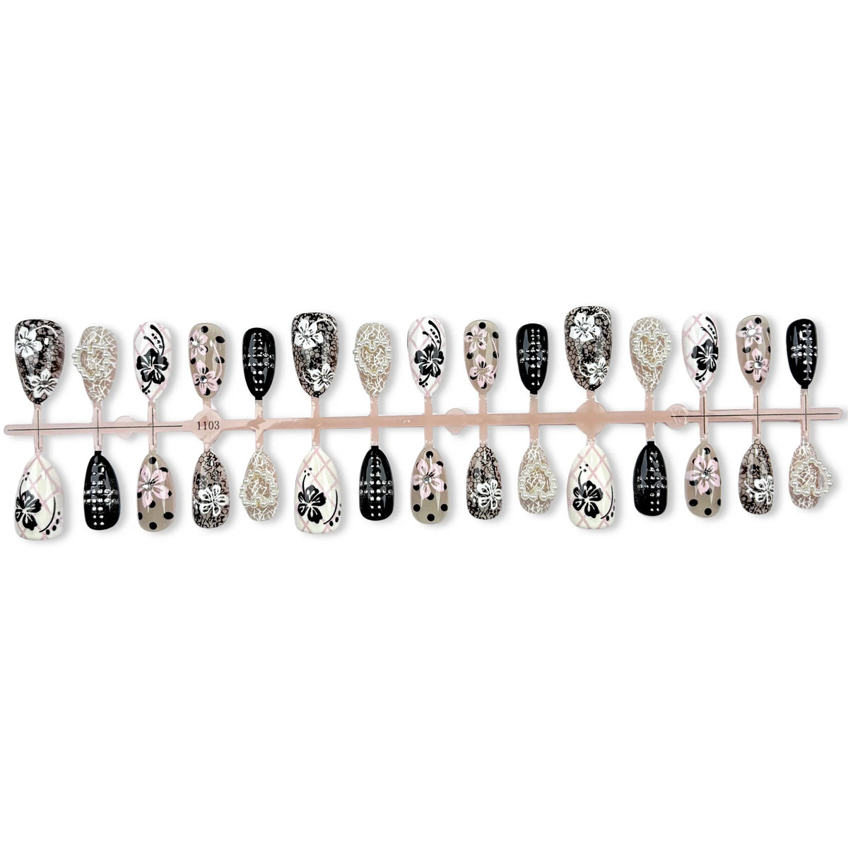 Press-On Nail Set Floral Design Peel & Stick Long-Lasting