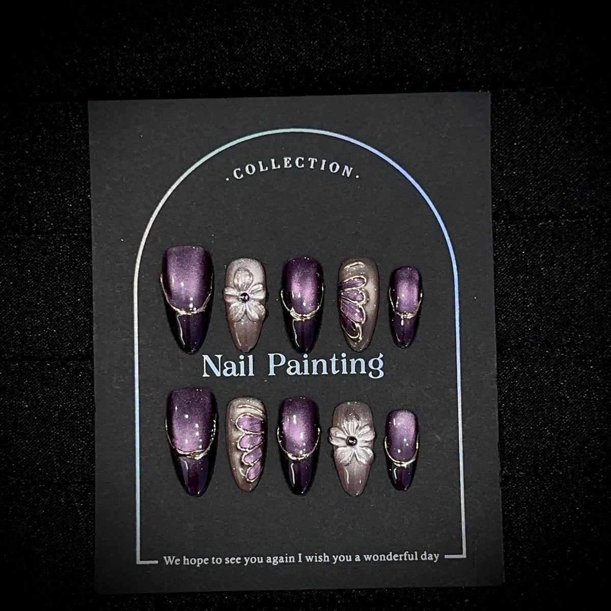Press-On Nail Set Floral Design Peel & Stick Multiple Sizes