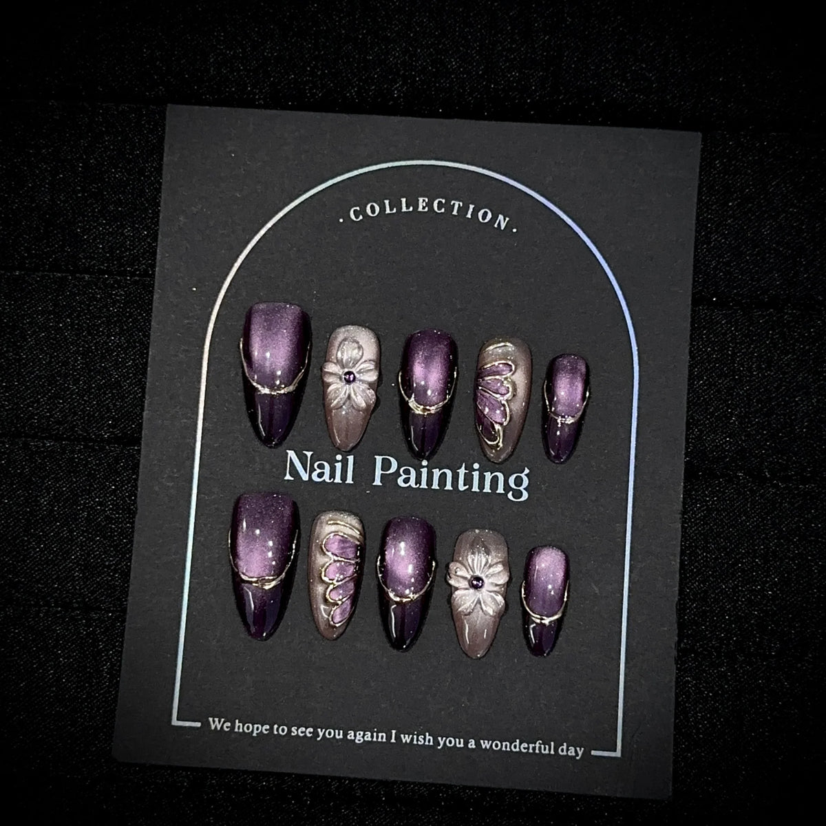 Press-On Nail Set Floral Design Peel & Stick Multiple Sizes