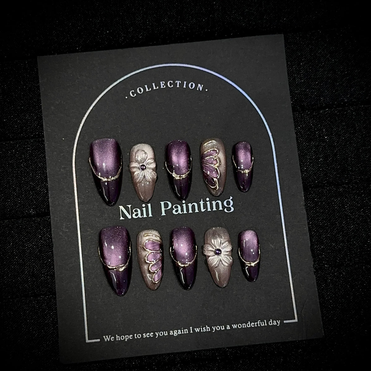 Press-On Nail Set Floral Design Peel & Stick Multiple Sizes