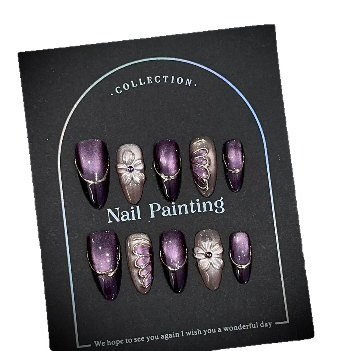Press-On Nail Set Floral Design Peel & Stick Multiple Sizes