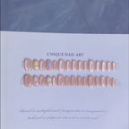 Press-On Nail Set Floral Design Pink Cat's Eye