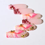 Press-On Nail Set Floral Design Pre-Glued & Long-Lasting