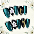 Press-On Nail Set Floral Design Pre-Shaped & Adhesive Tabs