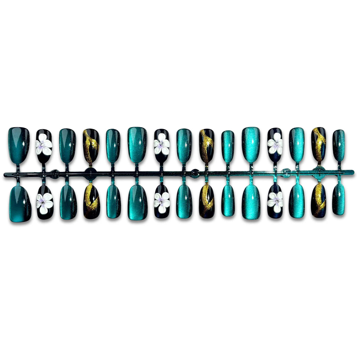Press-On Nail Set Floral Design Pre-Shaped & Adhesive Tabs