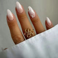 Press-On Nail Set Floral Design Quick Application Multiple Sizes