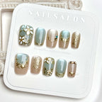 Press-On Nail Set Floral Design Quick Application & Reusable