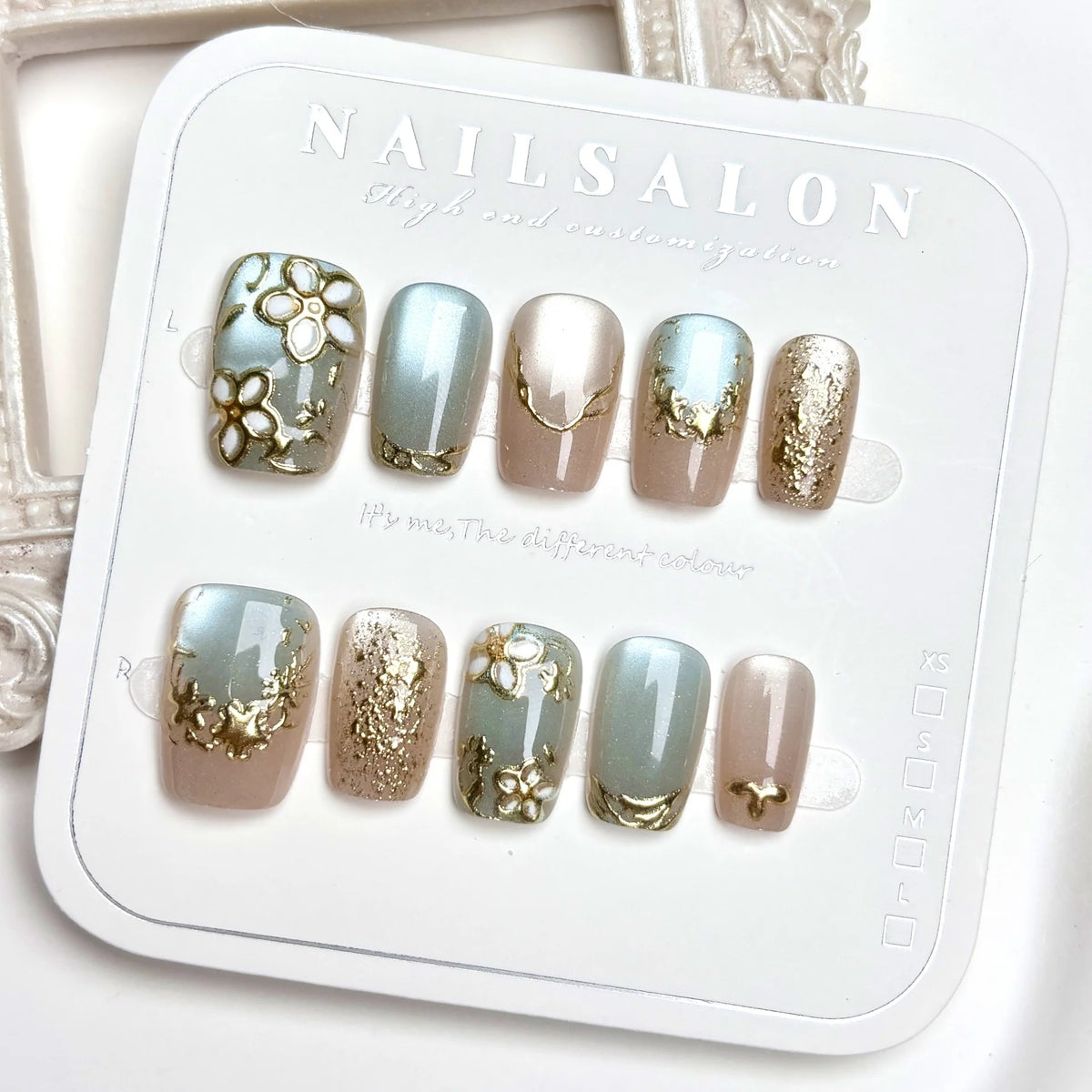 Press-On Nail Set Floral Design Quick Application & Reusable