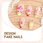 Press-On Nail Set Floral Design & Ready To Apply