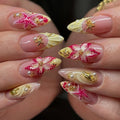 Press-On Nail Set Floral Design & Ready To Apply