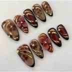 Press-On Nail Set Floral Design Reusable