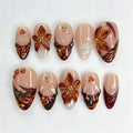 Press-On Nail Set Floral Design Reusable