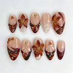 Press-On Nail Set Floral Design Reusable