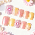 Press-On Nail Set Floral Design & Reusable