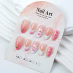 Press-On Nail Set Floral Design Reusable