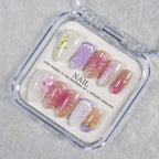 Press-On Nail Set Floral Design Reusable Adhesive Backing